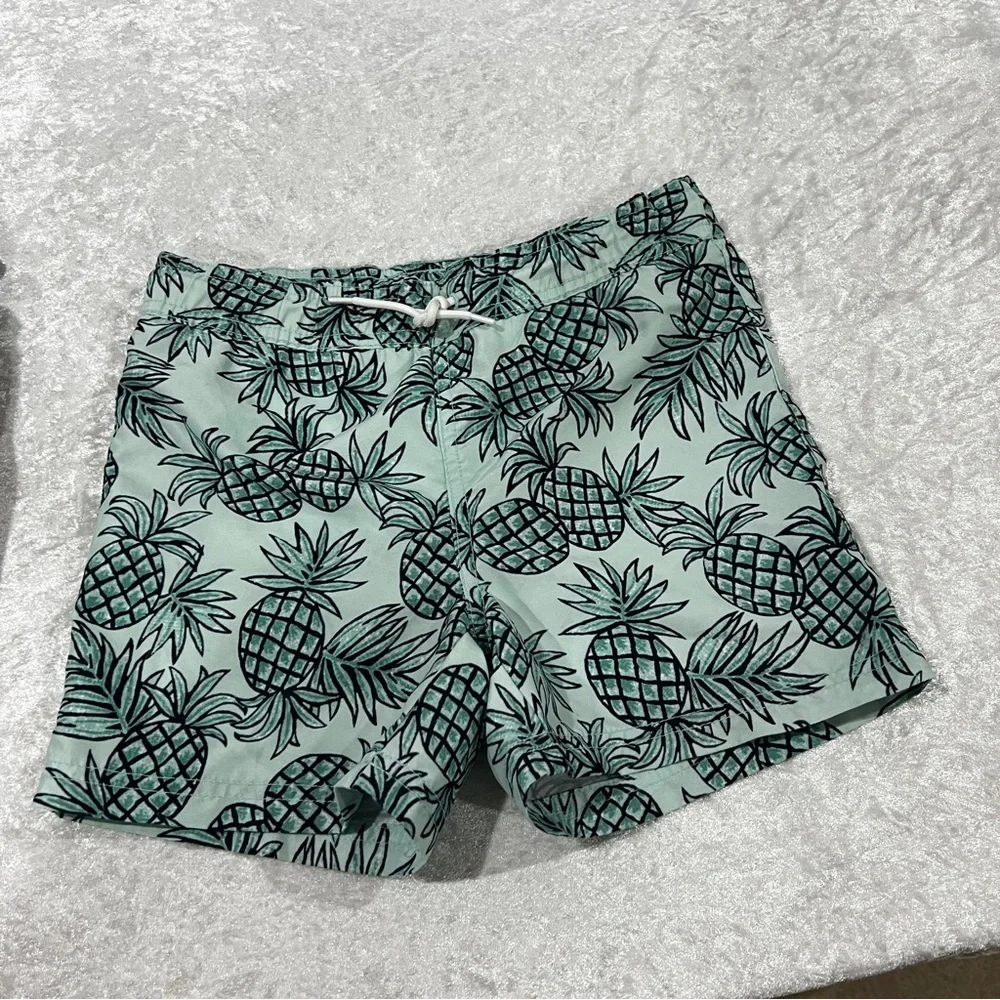 Janie and Jack NWT Size 3 Teal Pineapple Swim Trunks